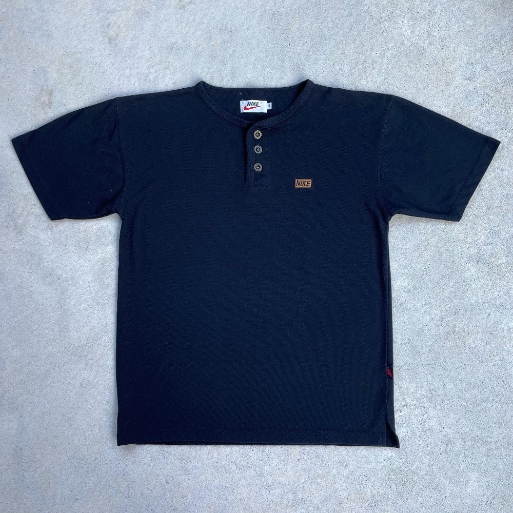 Nike Vintage Black Collarless 3 button shirt